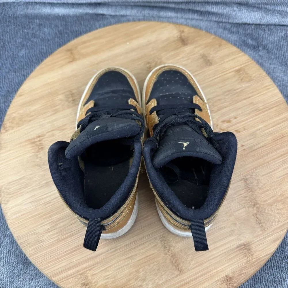 Nike Jordan 1 Shoes Boys Size 10C Gold Black Sneakers Toddler DR6969-071